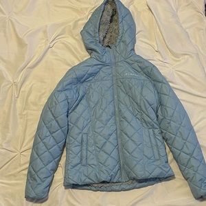 Light Blue Women’s Columbia Ski Puffer with Fur Lining Size Medium